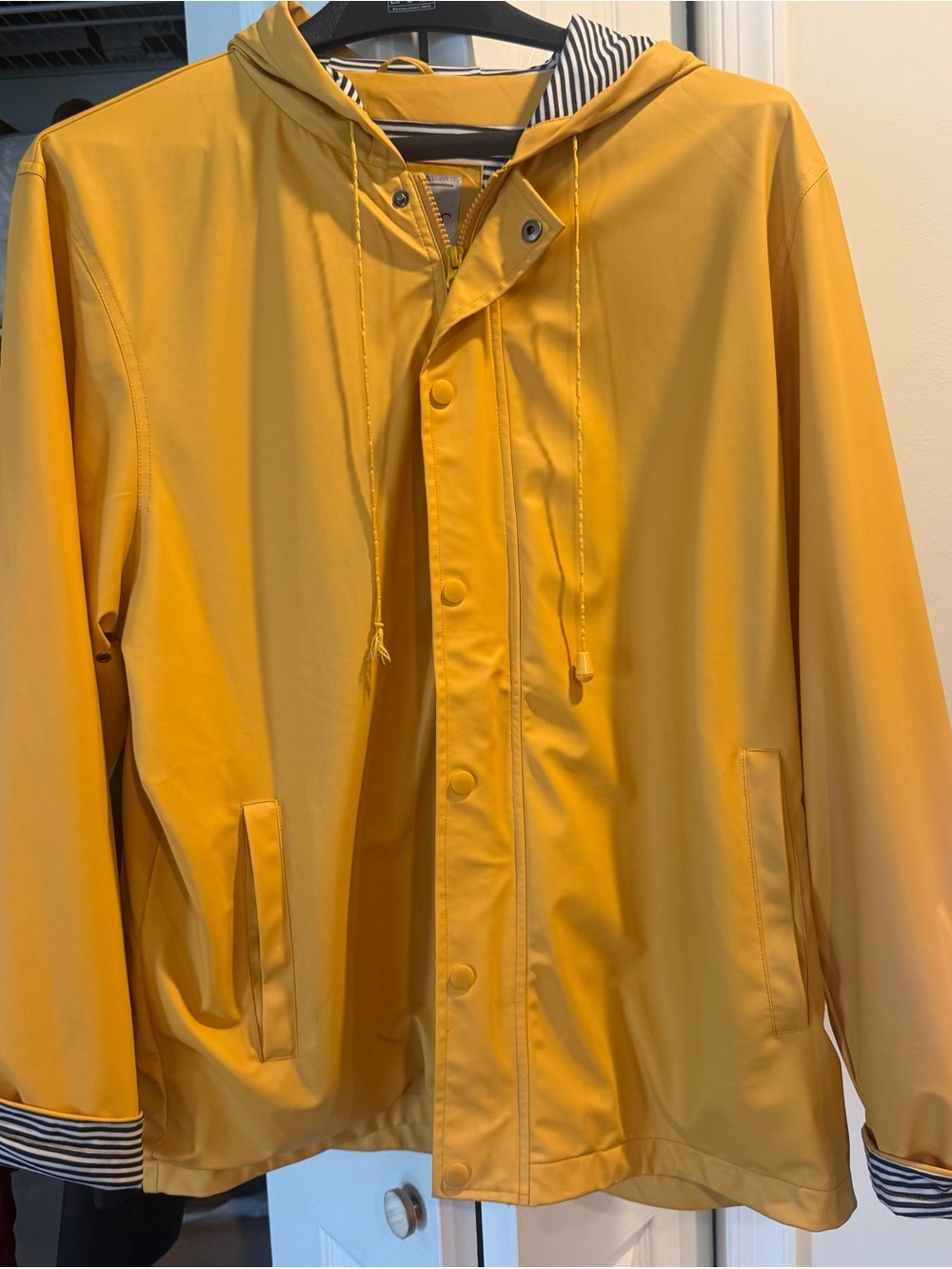 Yellow Hooded Rain Jacket for